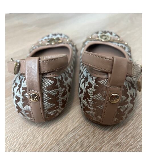 Michael Kors Girls Ballet Flats Ankle Strap Size 13 Logo Print - Picture 4 of 6